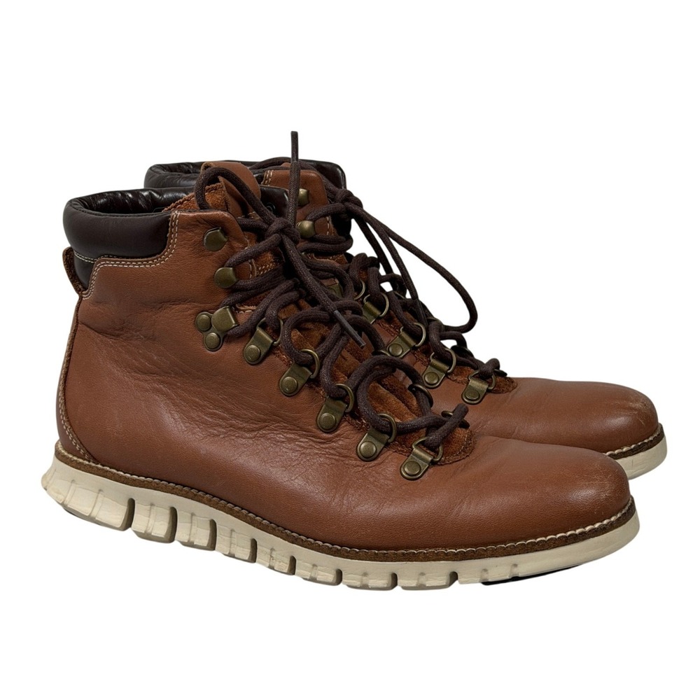 Cole Haan Zerogrand Hiker Boots Mens 7.5 British Tan Leather Ankle C23298 Brown